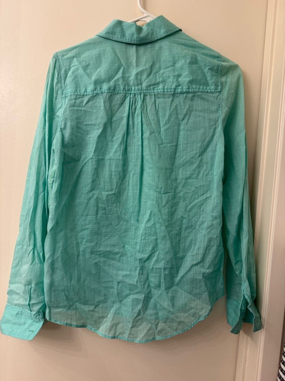 Express Turquoise Button-Up Shirt with Chest Pockets - Picture 7 of 7